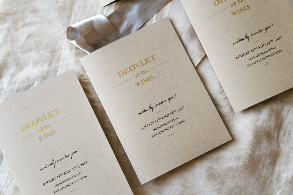 Custom Invitation Suite Design for Wineries and Wine Events in Paso Robles California