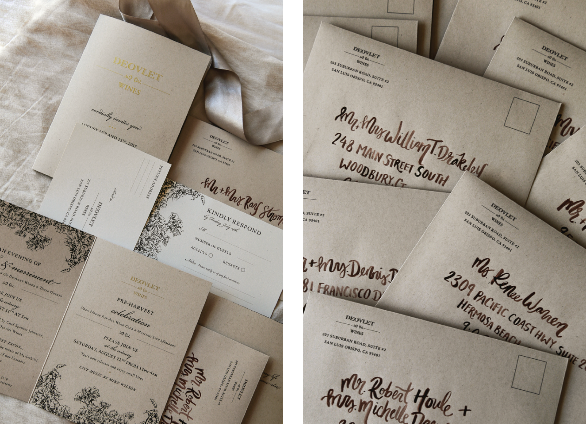 Custom Invitation Suite Design and Modern Calligraphy in San Luis Obispo California by Amarie Design Co.