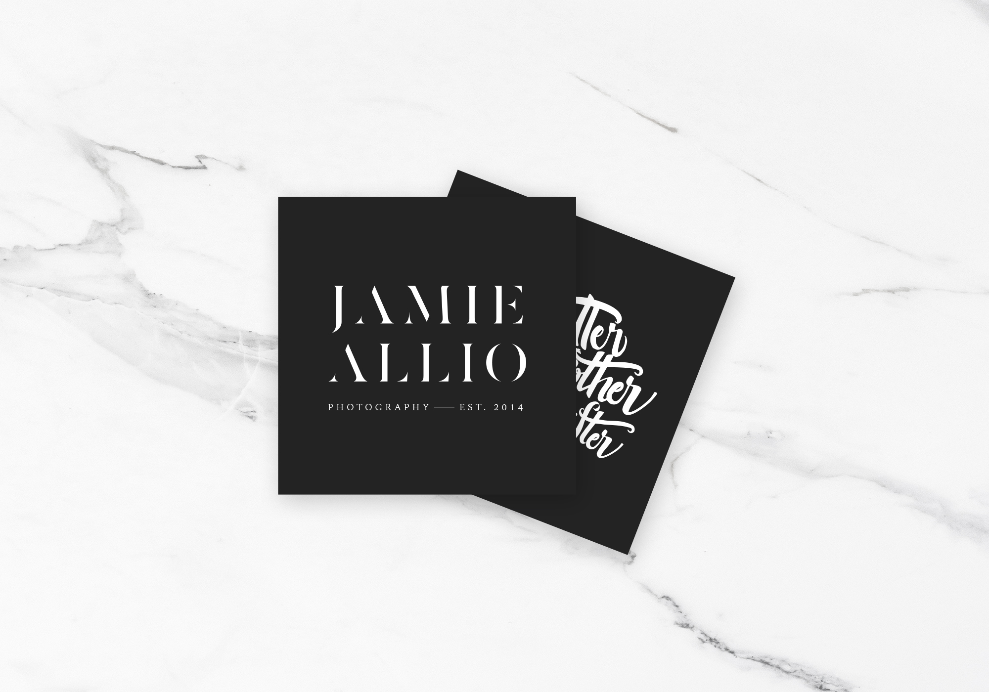 Business Card Design for Brand Identity Design for Photographer Jamie Allio by Amarie Design Co.