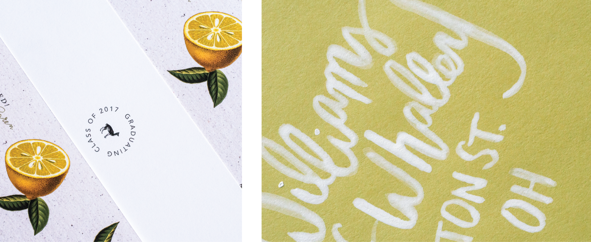 Custom Invitation Design Grad Announcement Cards for Llamas & Lemons Suite by Amarie Design Co.