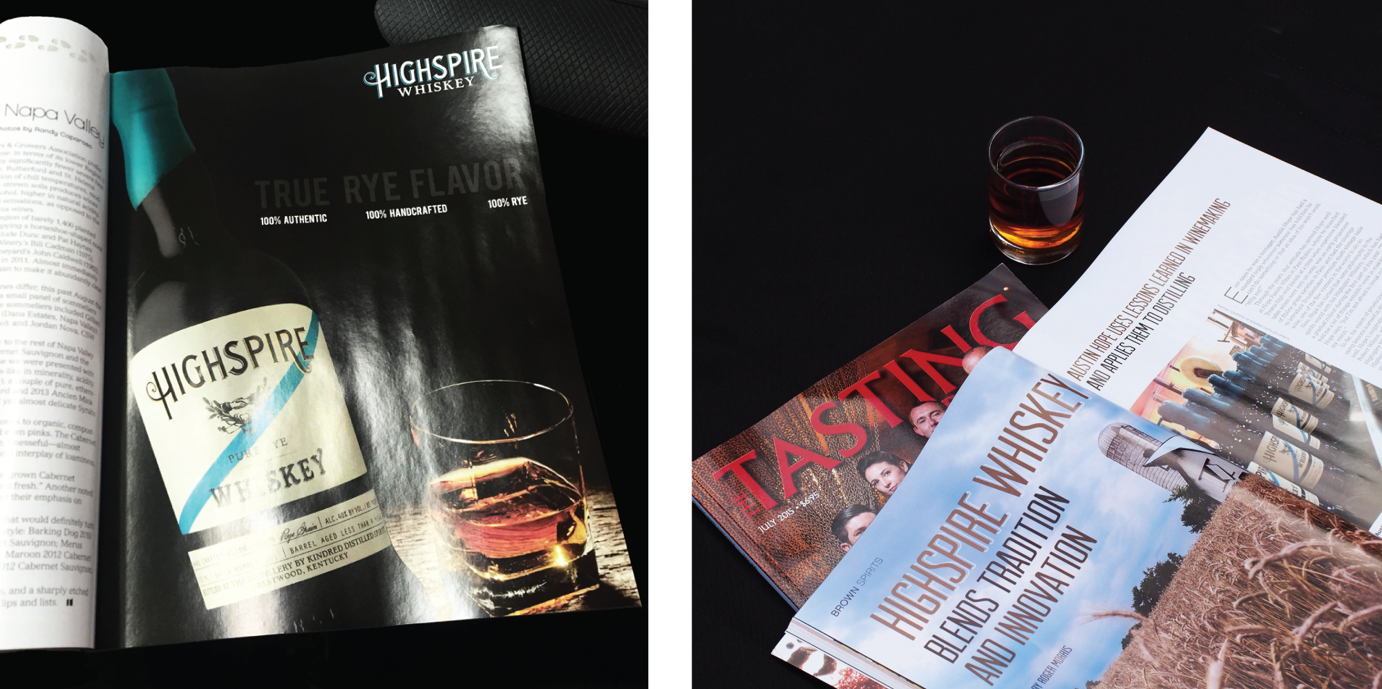 Editorial Layout Design for Spirits Magazine Tasting Panel Ad for Highspire Whiskey by Amarie Design Co. 